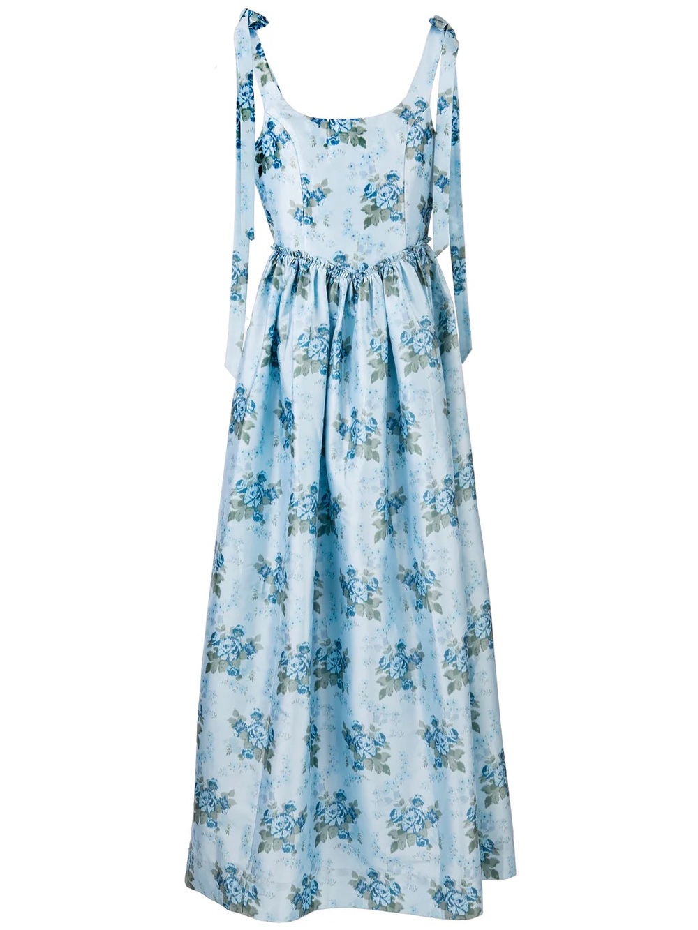 THE MARIE DRESS IN BLUE FLORAL BROCADE